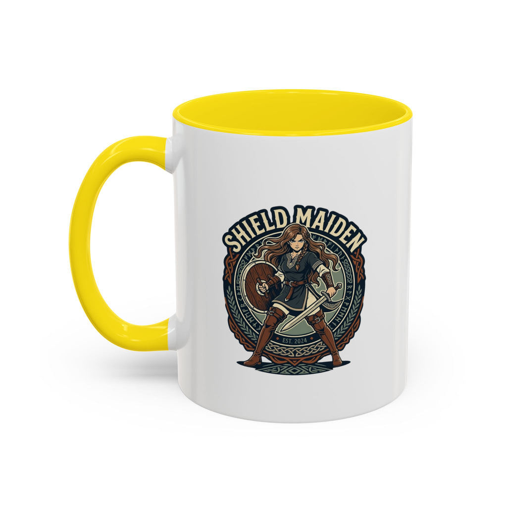 Shield Maiden Coffee Mug | Anglo-Saxon Warrior Woman | 11oz Accent Mug