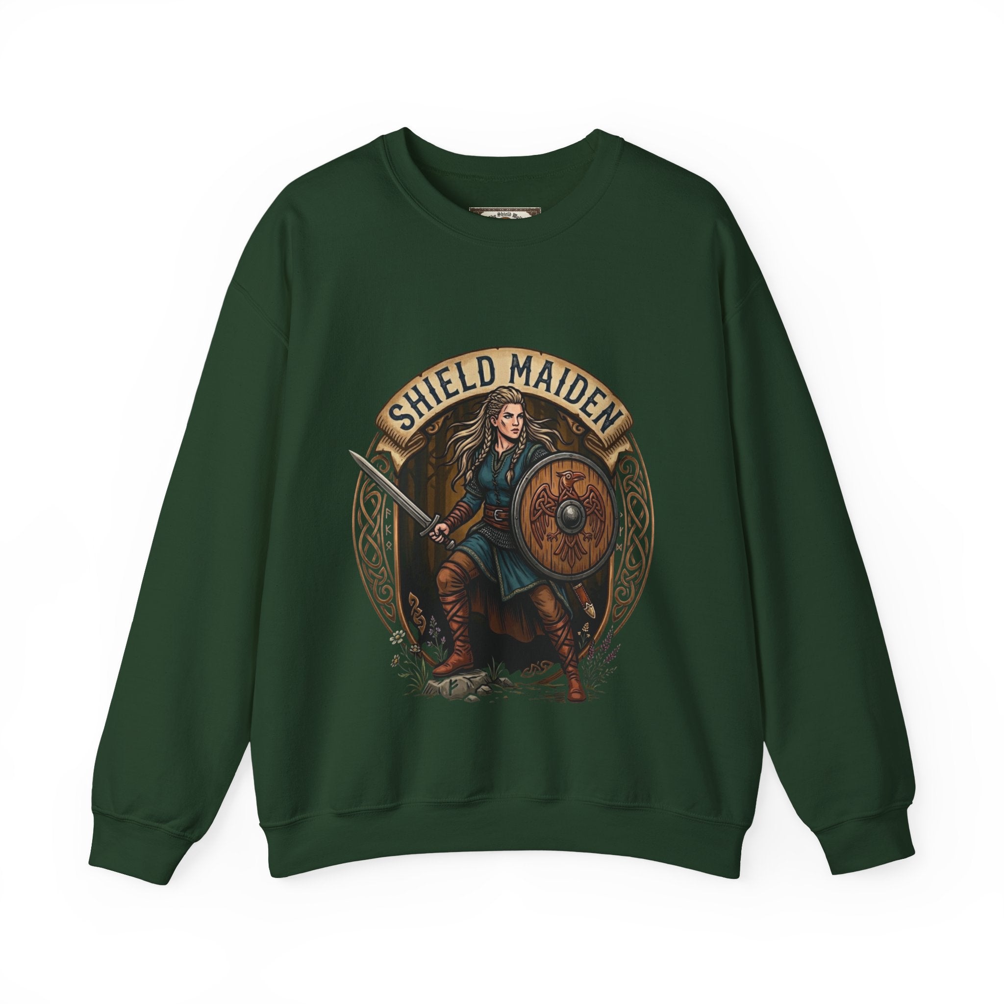Shield Maiden Crewneck Sweatshirt | Unisex Adult Viking Warrior Top