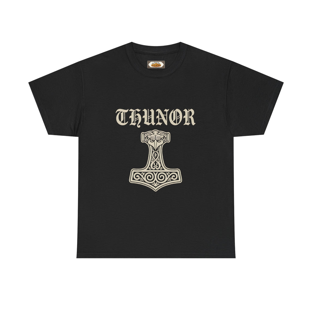 Donar's Club T-Shirt — Thunor's hammer Anglo-Saxon heritage graphic tee in black by The Shield Wall