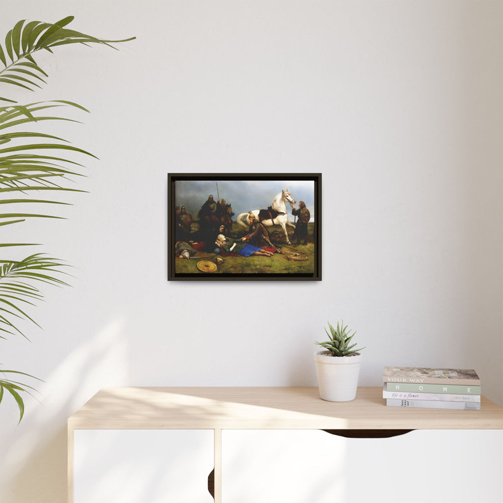 Hervor's Death — Viking Shield Maiden Framed Canvas Print | Peter Nicolai Arbo
