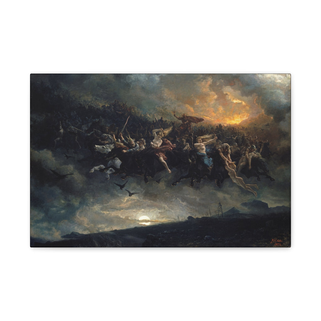 The Wild Hunt of Odin Unframed Stretched Canvas Print | Peter Nicolai Arbo 1872 | Norse Wall Art