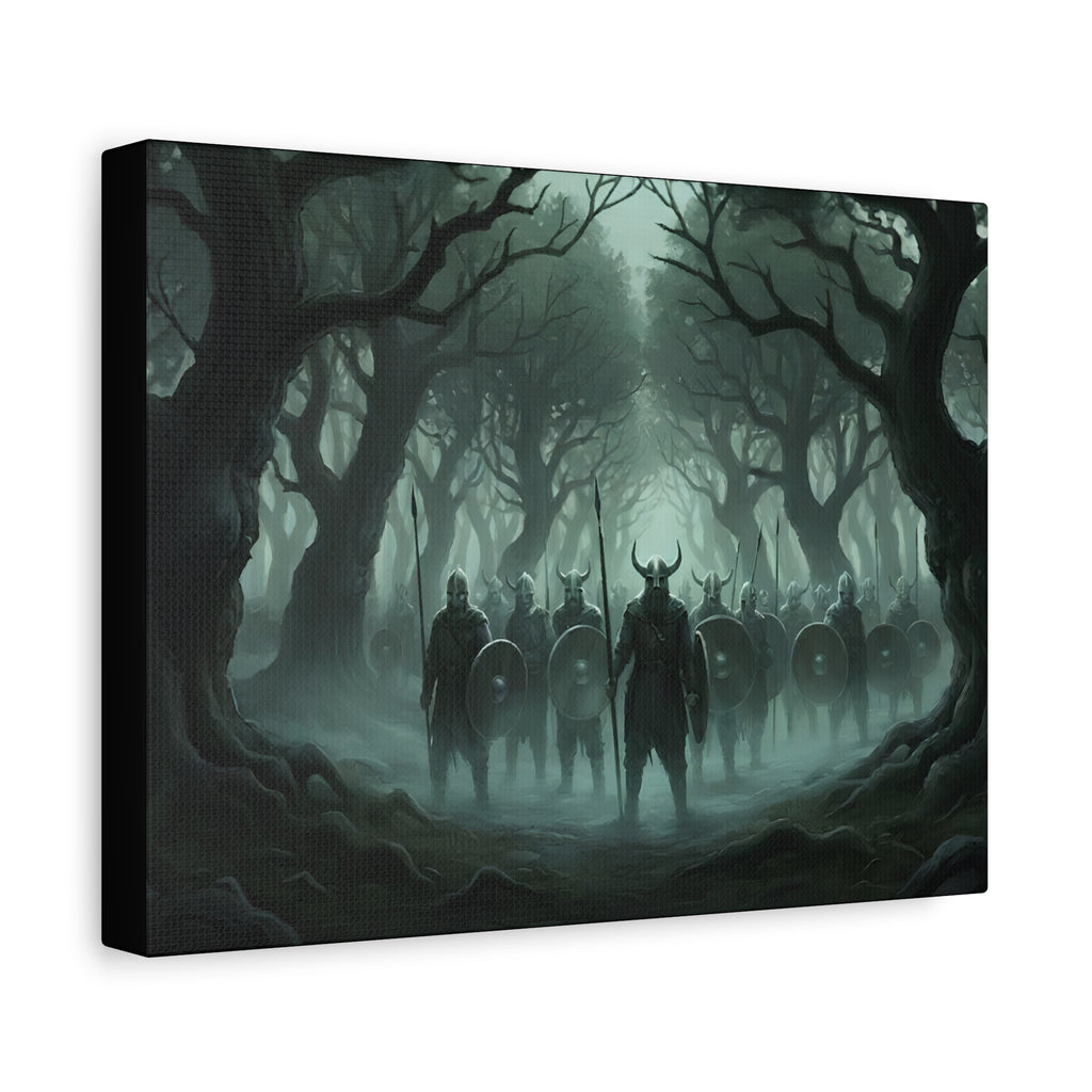 Viking Ghosts of Kingley Vale — Matte Stretched Canvas Wall Art — Viking Army in Mist
