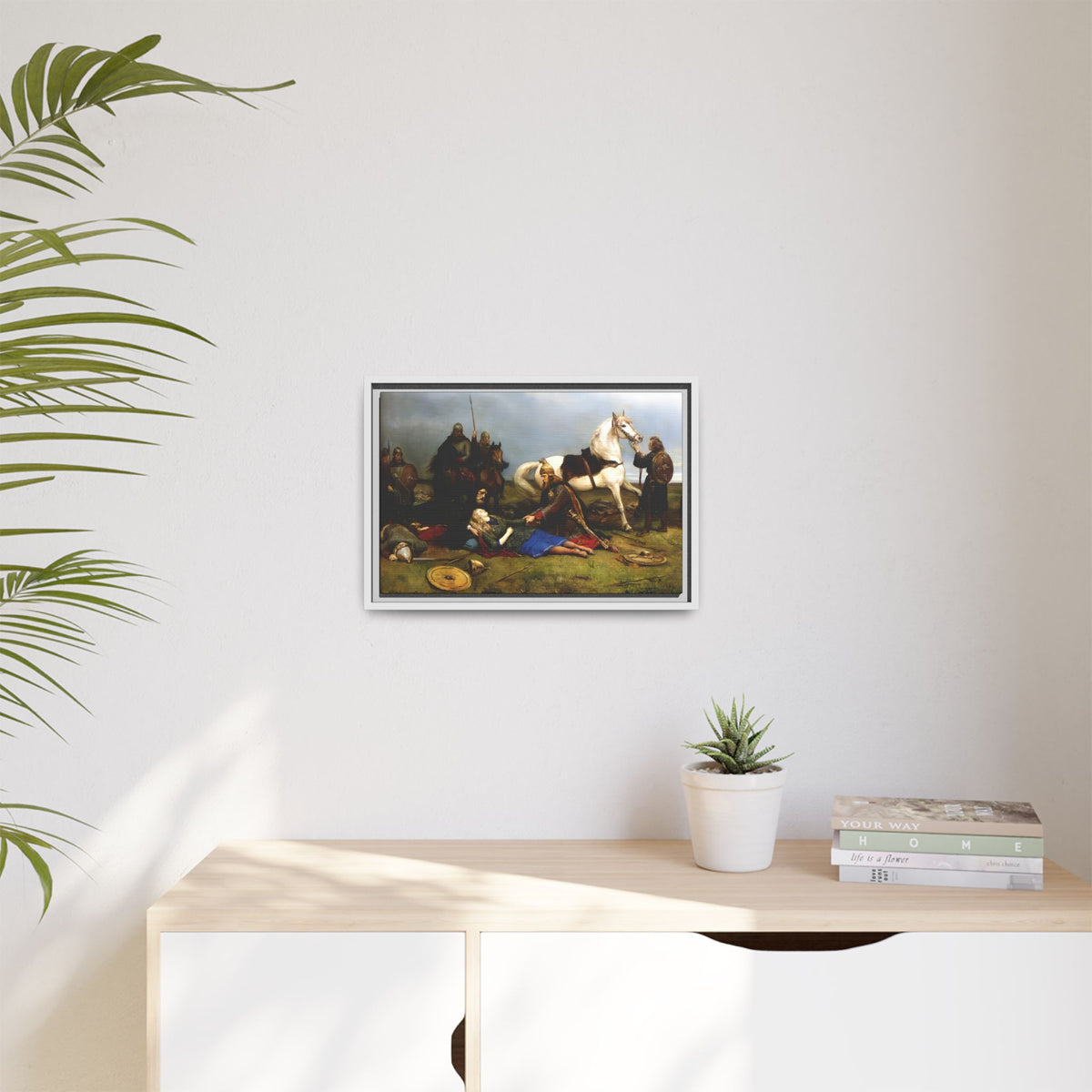 Hervor's Death — Viking Shield Maiden Framed Canvas Print | Peter Nicolai Arbo