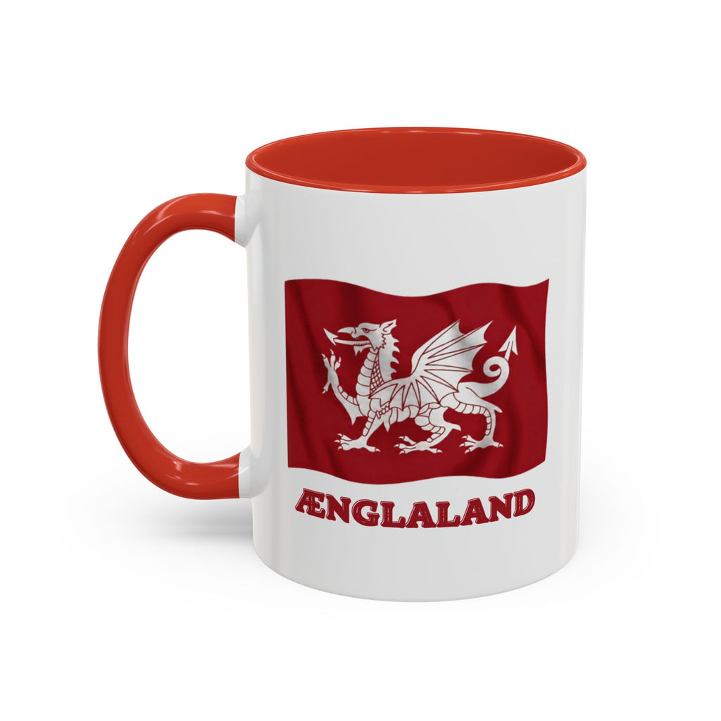 Ænglalond — White Dragon Wavy Flag Accent Mug | Heritage Mug