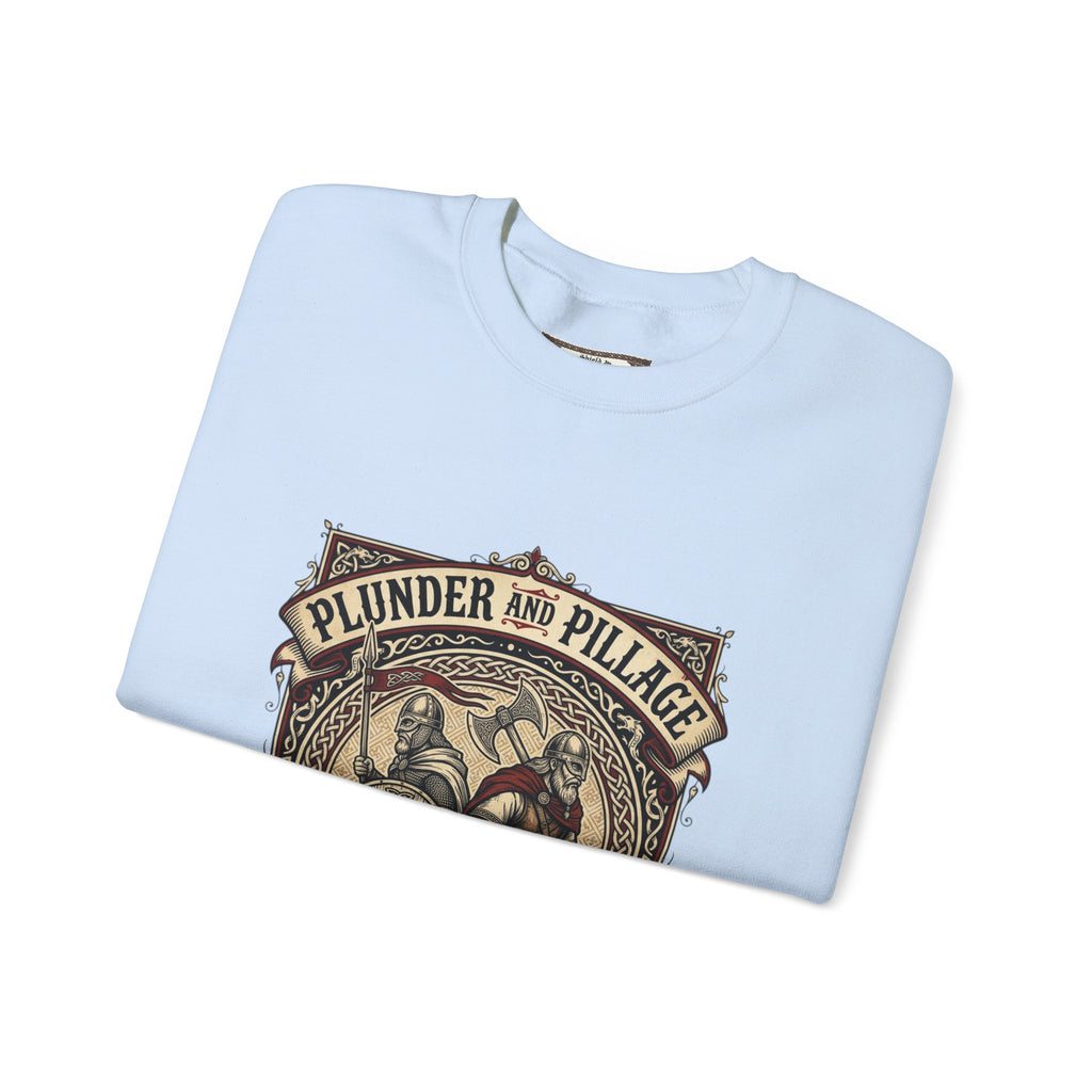 Viking Warrior Crewneck Sweatshirt | Norse Plunder & Pillage Design | Unisex Adult