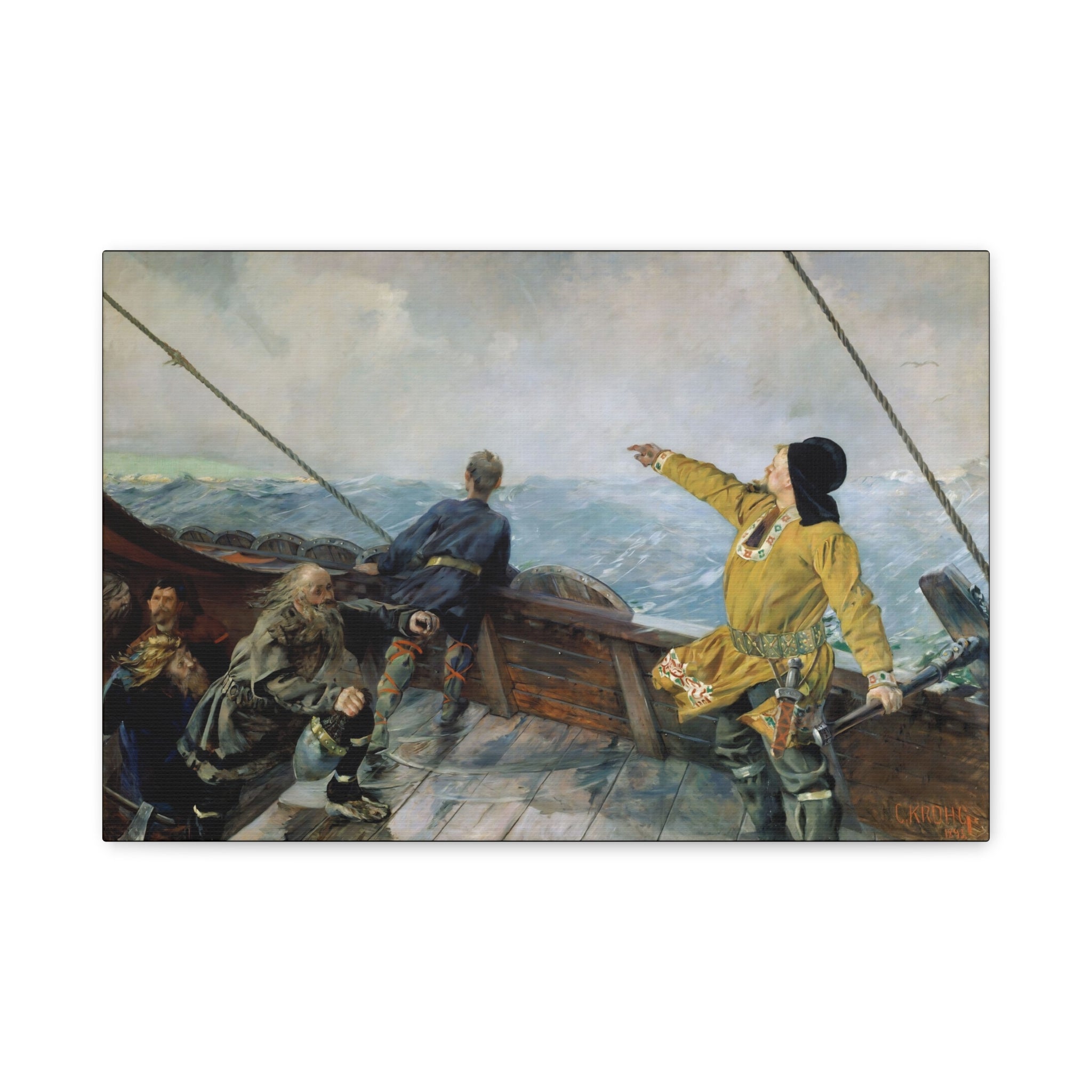 Leif Erikson Discovering America — Stretched Matte Canvas Print (1893)