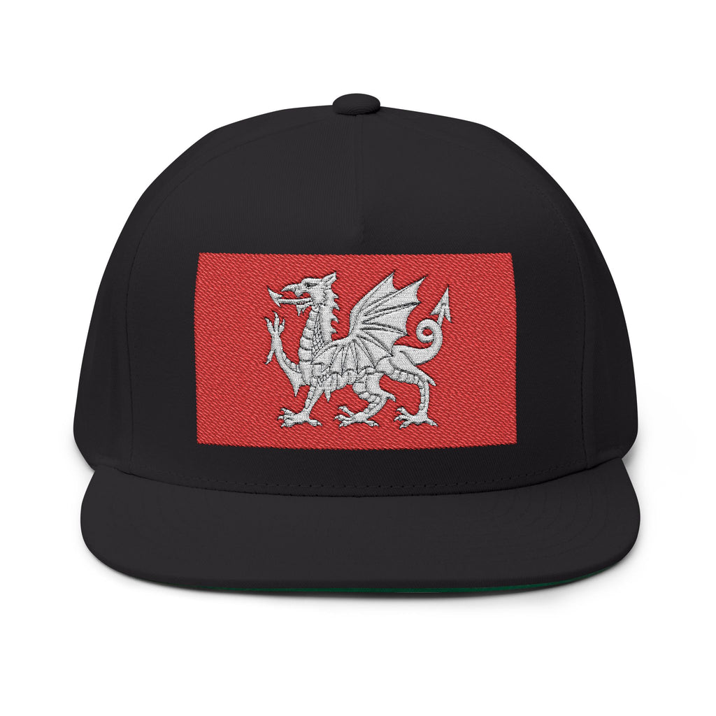 Wessex White Dragon Embroidered Flat Bill Cap — Anglo-Saxon Snapback | Heritage Clothing