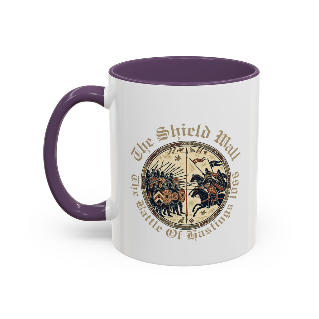 Shield Wall Accent Mug — The Battle of Hastings 1066 (Bayeux Tapestry Style)