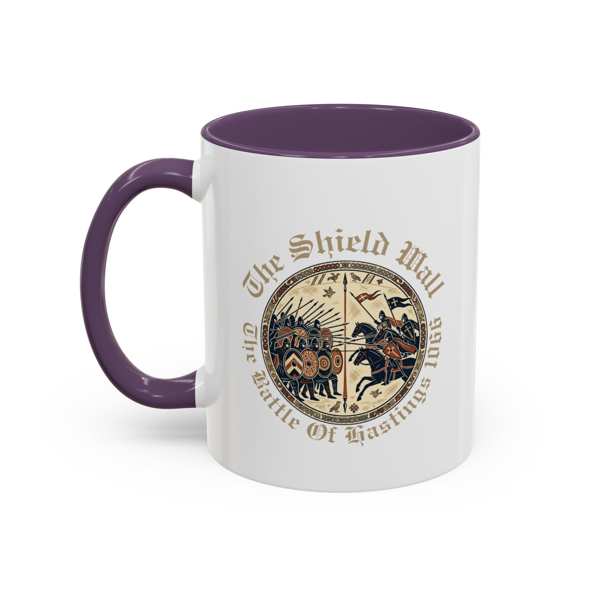 Shield Wall Accent Mug — The Battle of Hastings 1066 (Bayeux Tapestry Style)