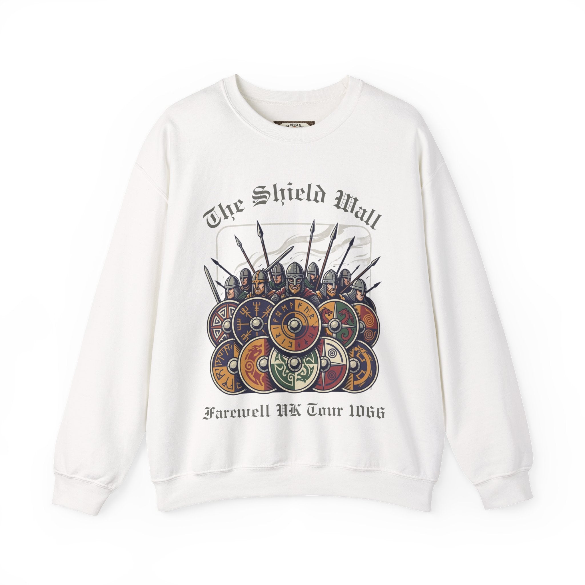 The Shield Wall Farewell UK Tour 1066 Sweatshirt — Unisex Adult Battle Dates Back Print