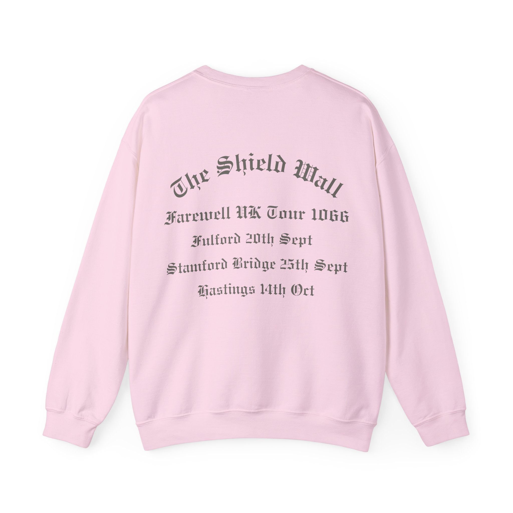 The Shield Wall Farewell UK Tour 1066 Sweatshirt — Unisex Adult Battle Dates Back Print