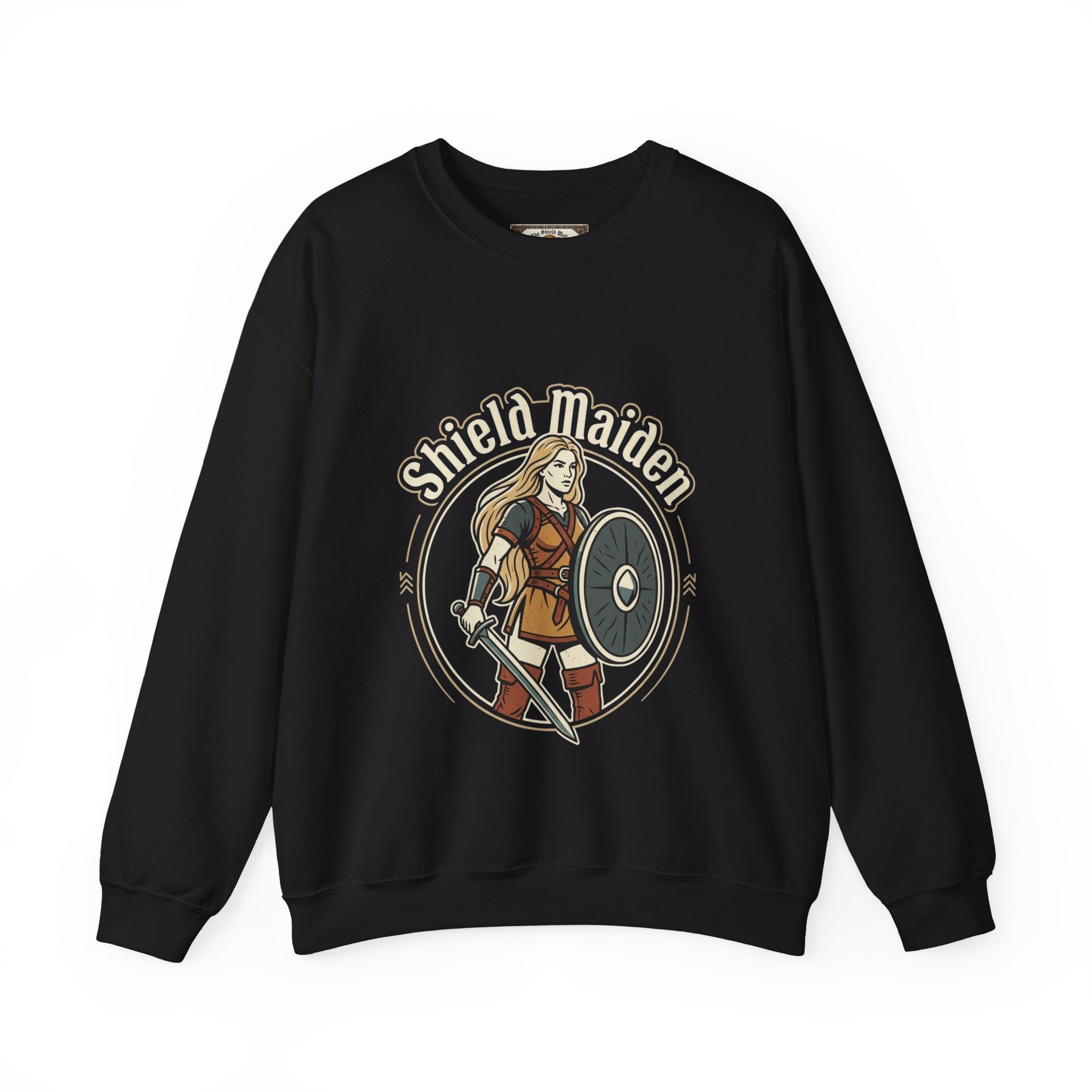 Shield Maiden Crewneck Sweatshirt — Legendary Female Warrior Design