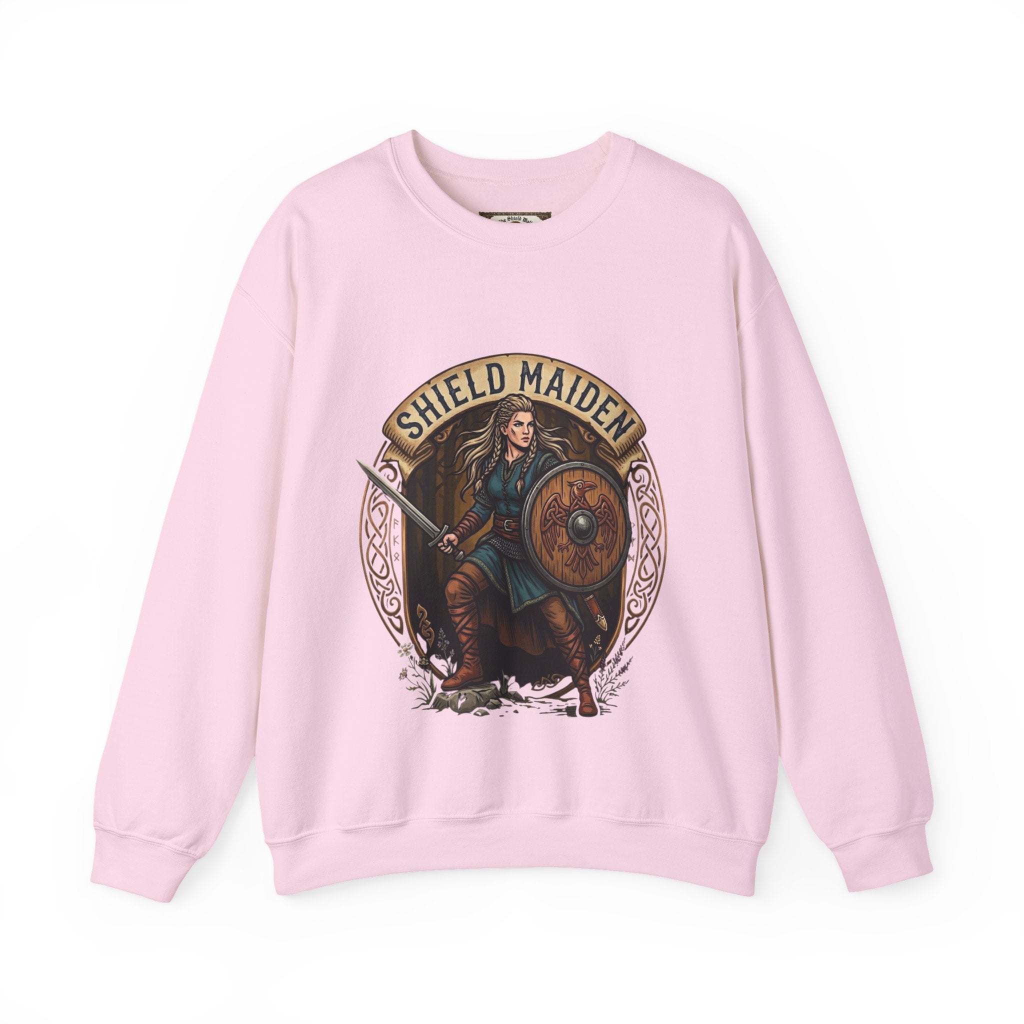 Shield Maiden Crewneck Sweatshirt | Unisex Adult Viking Warrior Top