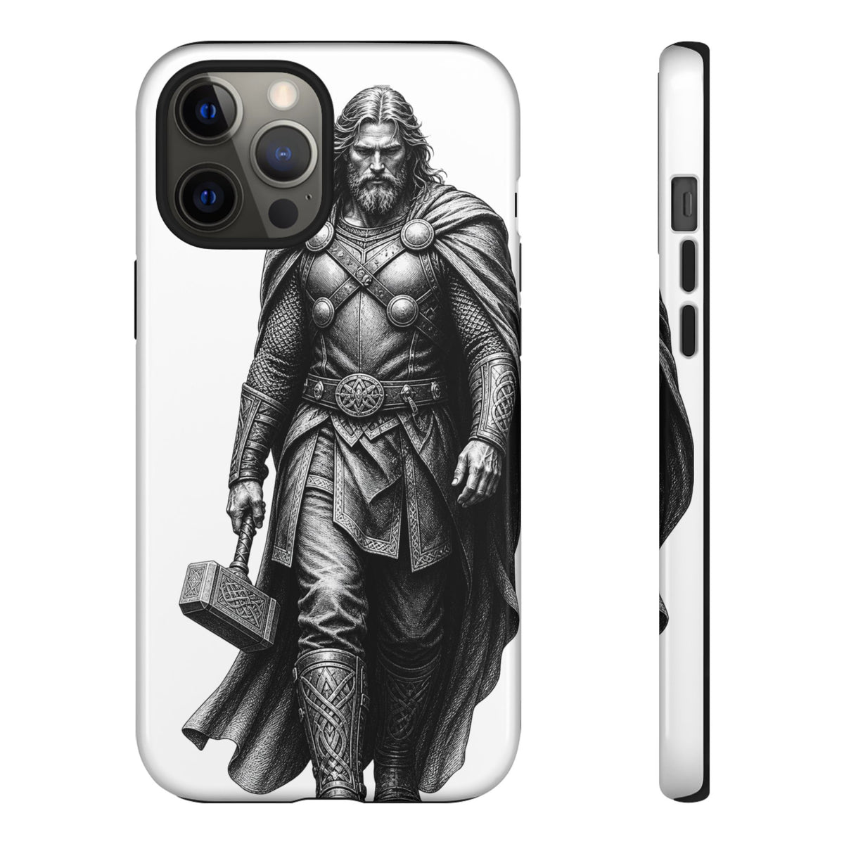 Thor & Thunor Phone Case — Norse Hammer Mjölnir Warrior Illustration | Heritage Clothing