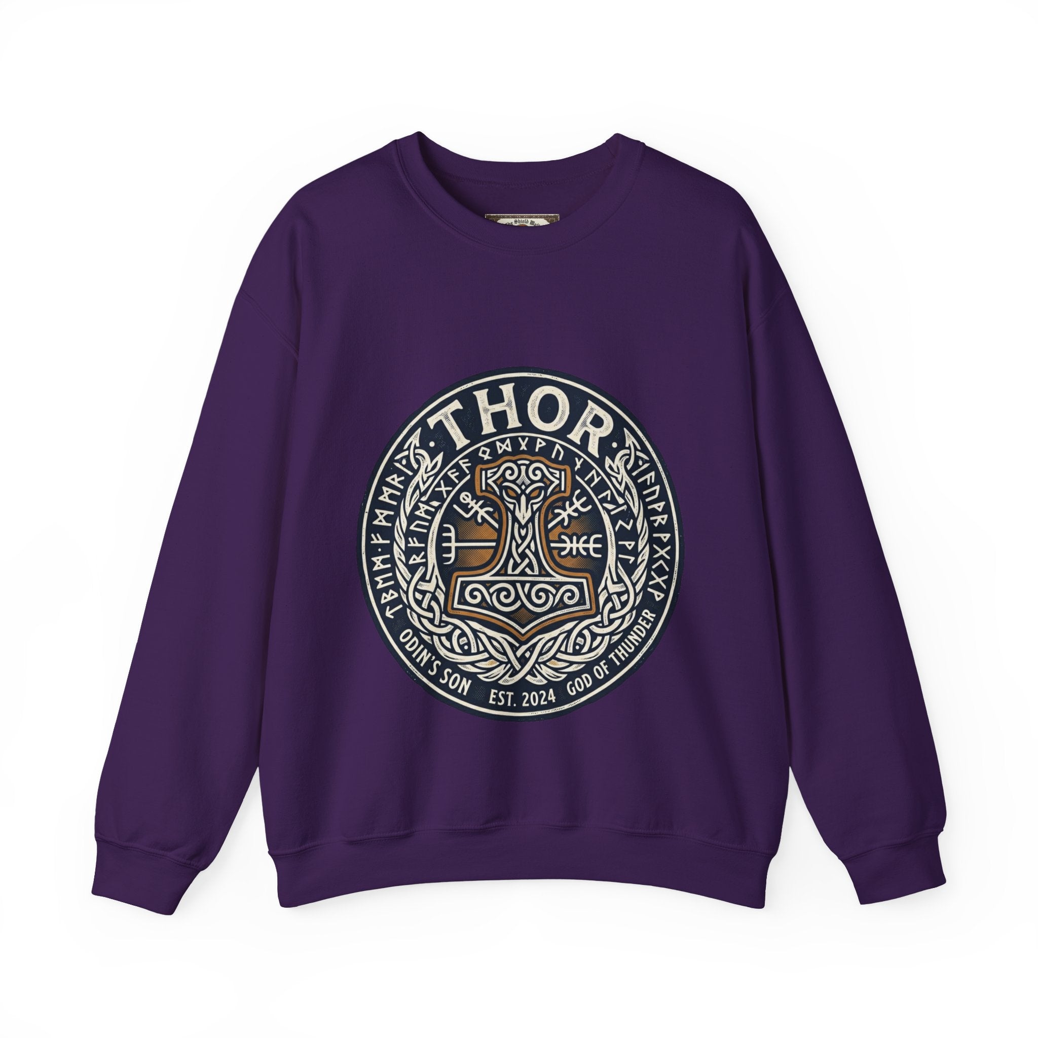 Thor's Hammer Mjollnir Crewneck Sweatshirt — Norse God of Thunder Design
