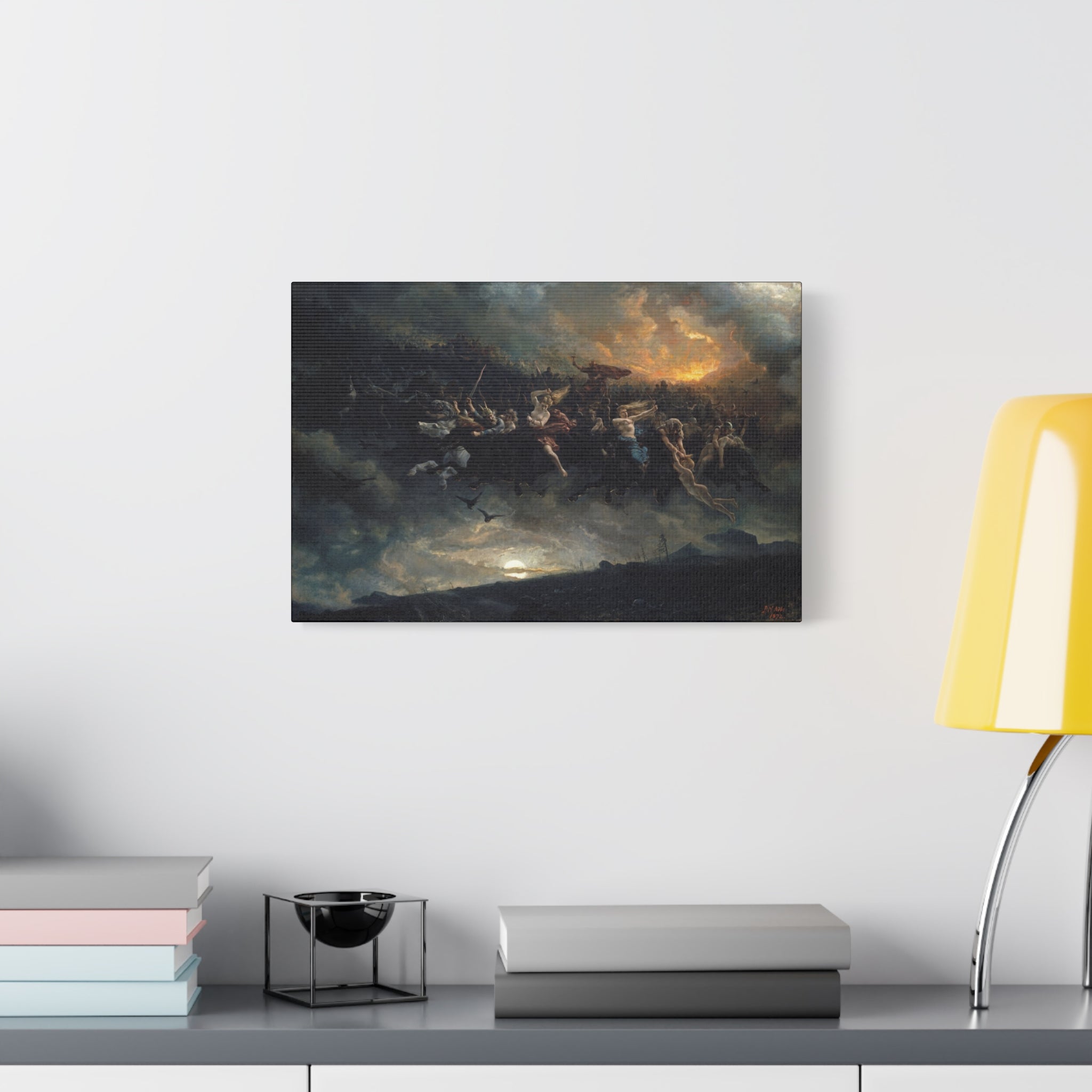 The Wild Hunt of Odin Unframed Stretched Canvas Print | Peter Nicolai Arbo 1872 | Norse Wall Art