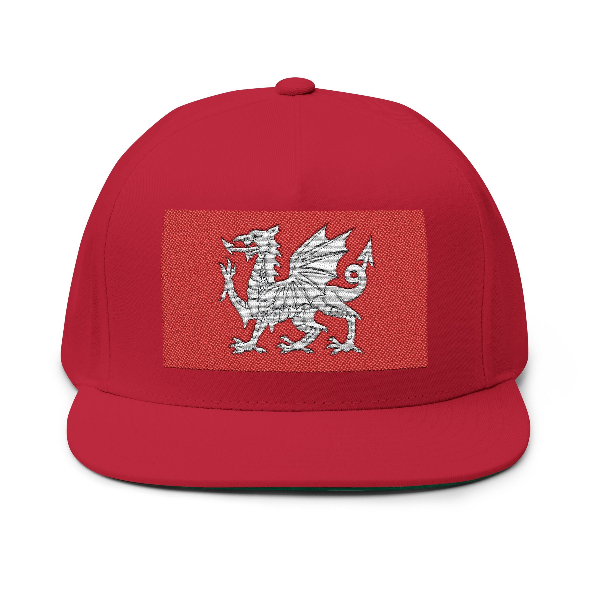 Wessex White Dragon Embroidered Flat Bill Cap — Anglo-Saxon Snapback | Heritage Clothing