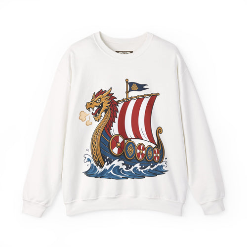 Dragonship Sweatshirt — Caricature Viking Drakkar | Heritage Clothing