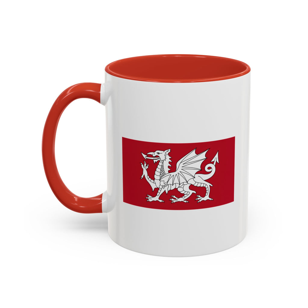 White Anglo-Saxon Dragon Accent mug in White/Red - Anglo-Saxon Wessex dragon emblem on red field, heritage ceramic mug | The Shield Wall