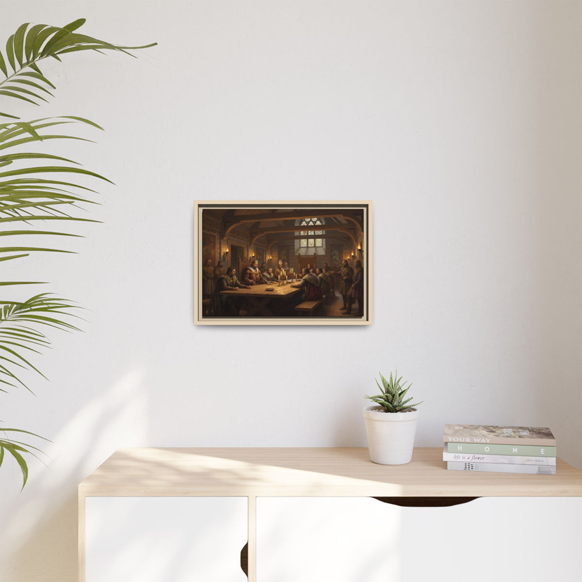 The Witan in Session — Anglo-Saxon Royal Council Framed Canvas Print | Heritage Gift