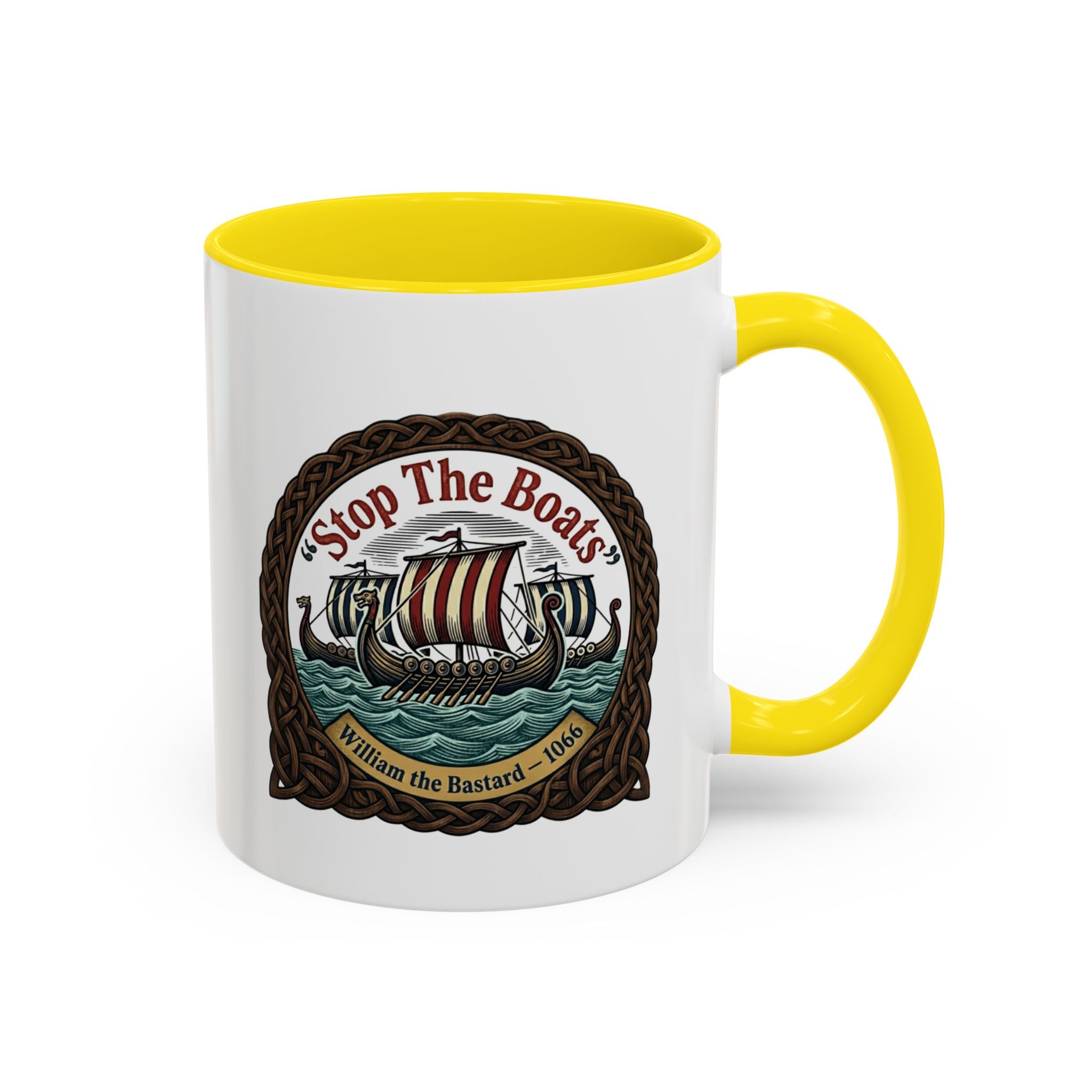 "Stop the Boats" Norman Protest Accent Coffee Mug — William the Bastard 1066 — 11oz