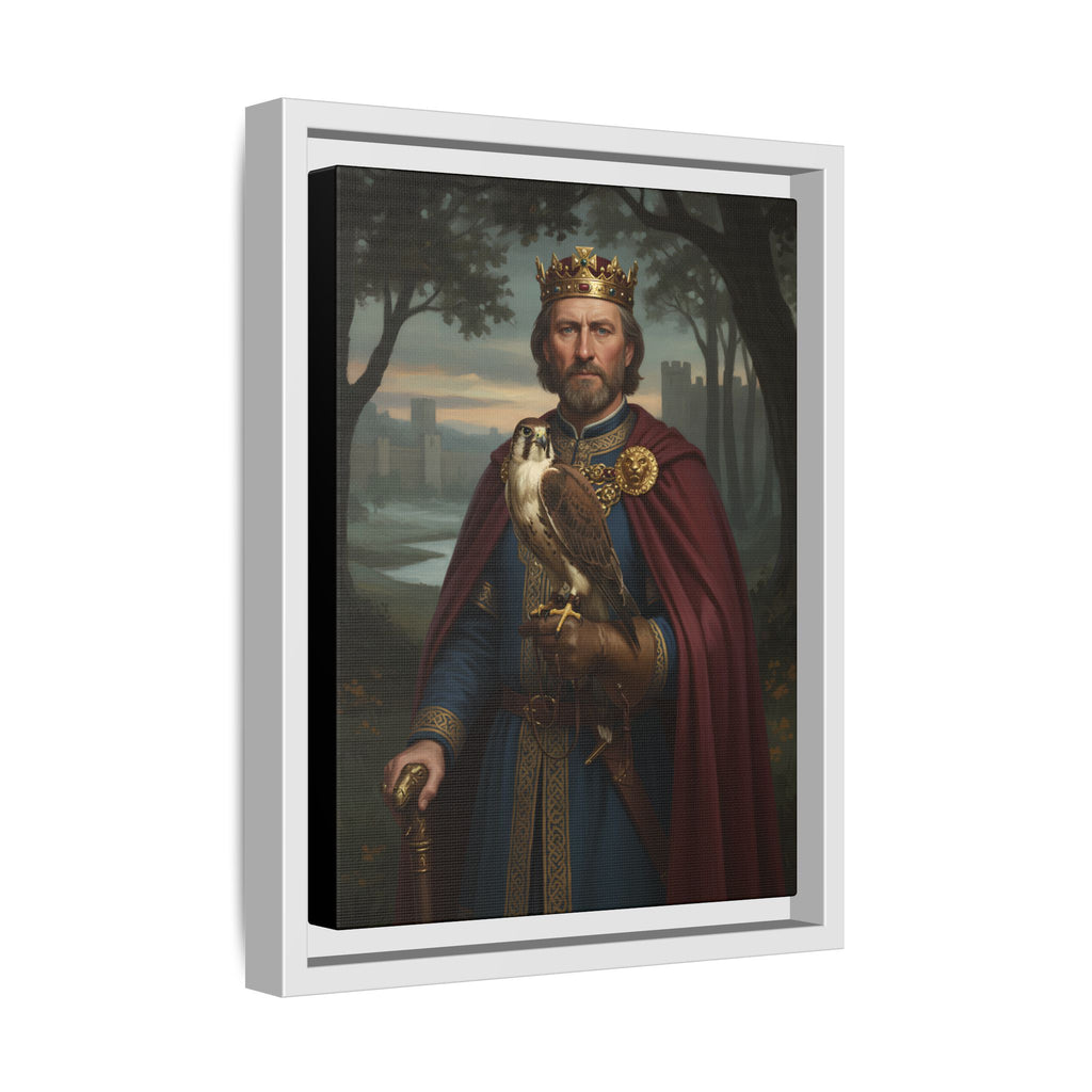 King Harold II Portrait Canvas Print — With Falcon Framed Matte Wall Art | Heritage Clothing