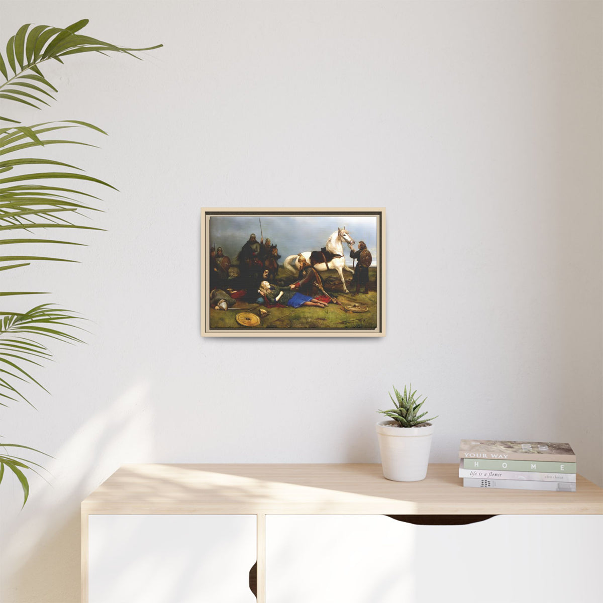 Hervor's Death — Viking Shield Maiden Framed Canvas Print | Peter Nicolai Arbo