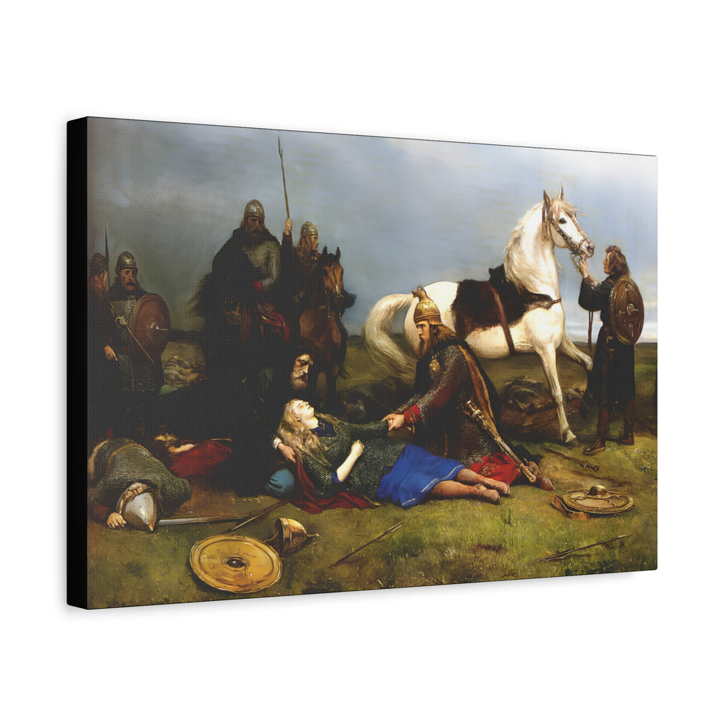 Hervor's Death — Viking Shield Maiden Unframed Canvas Print | Peter Nicolai Arbo