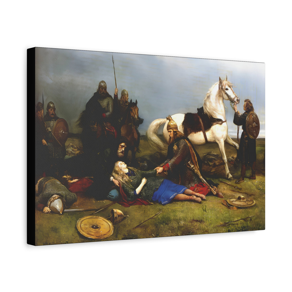 Hervor's Death — Viking Shield Maiden Unframed Canvas Print | Peter Nicolai Arbo