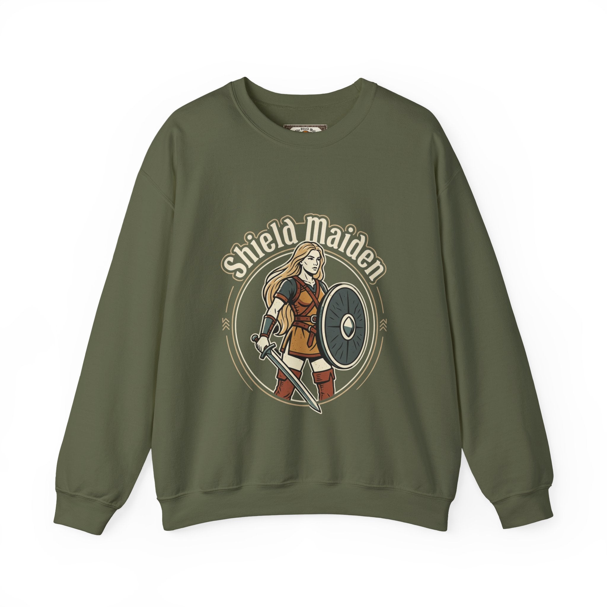 Shield Maiden Crewneck Sweatshirt | Unisex Adult Viking Warrior Design