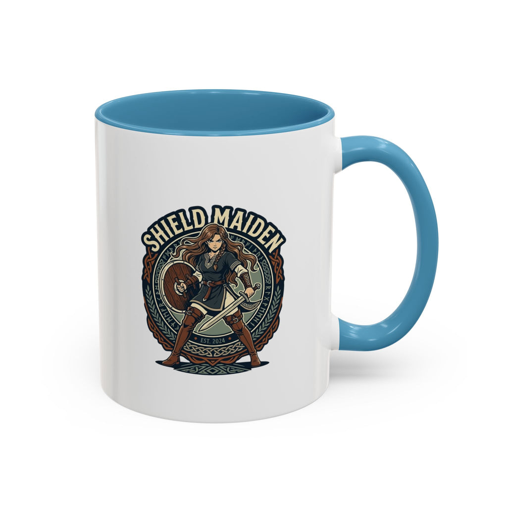 Shield Maiden Coffee Mug | Anglo-Saxon Warrior Woman | 11oz Accent Mug