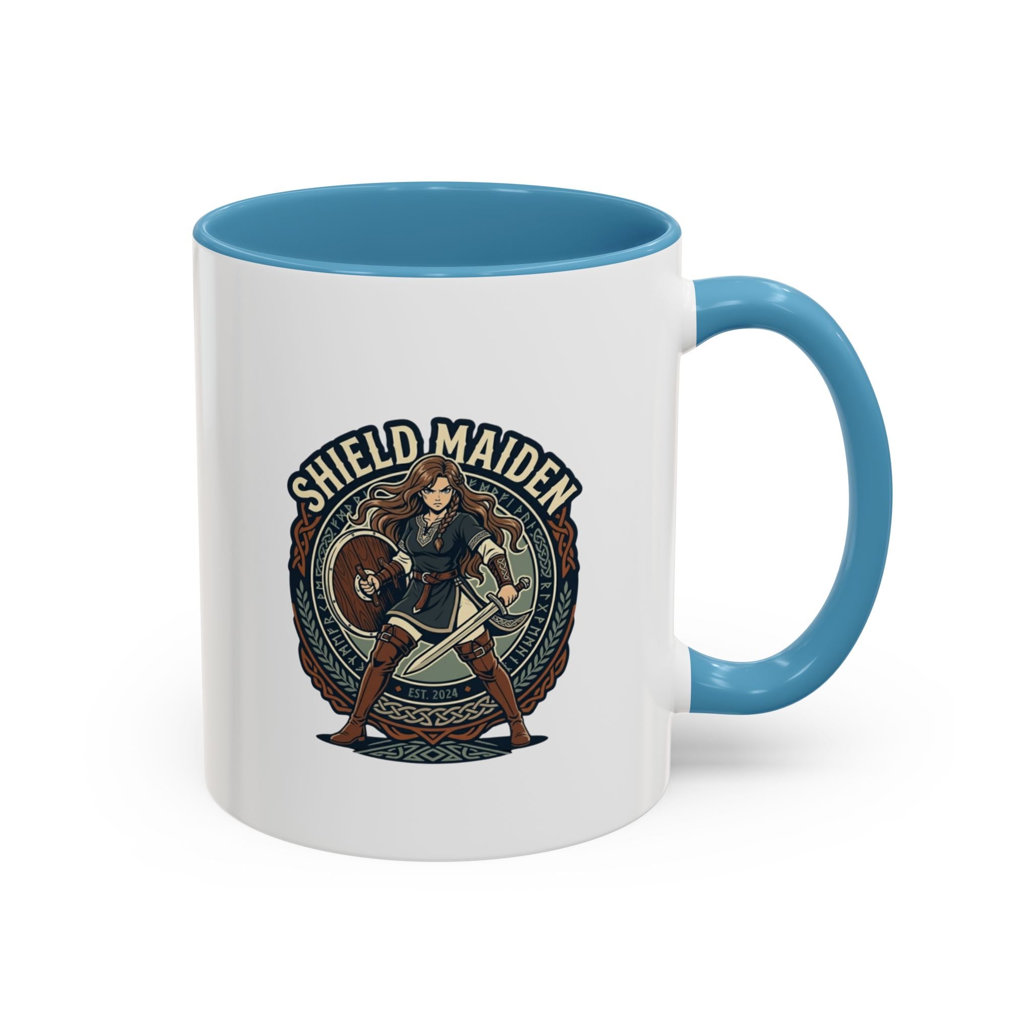 Shield Maiden Coffee Mug | Anglo-Saxon Warrior Woman | 11oz Accent Mug