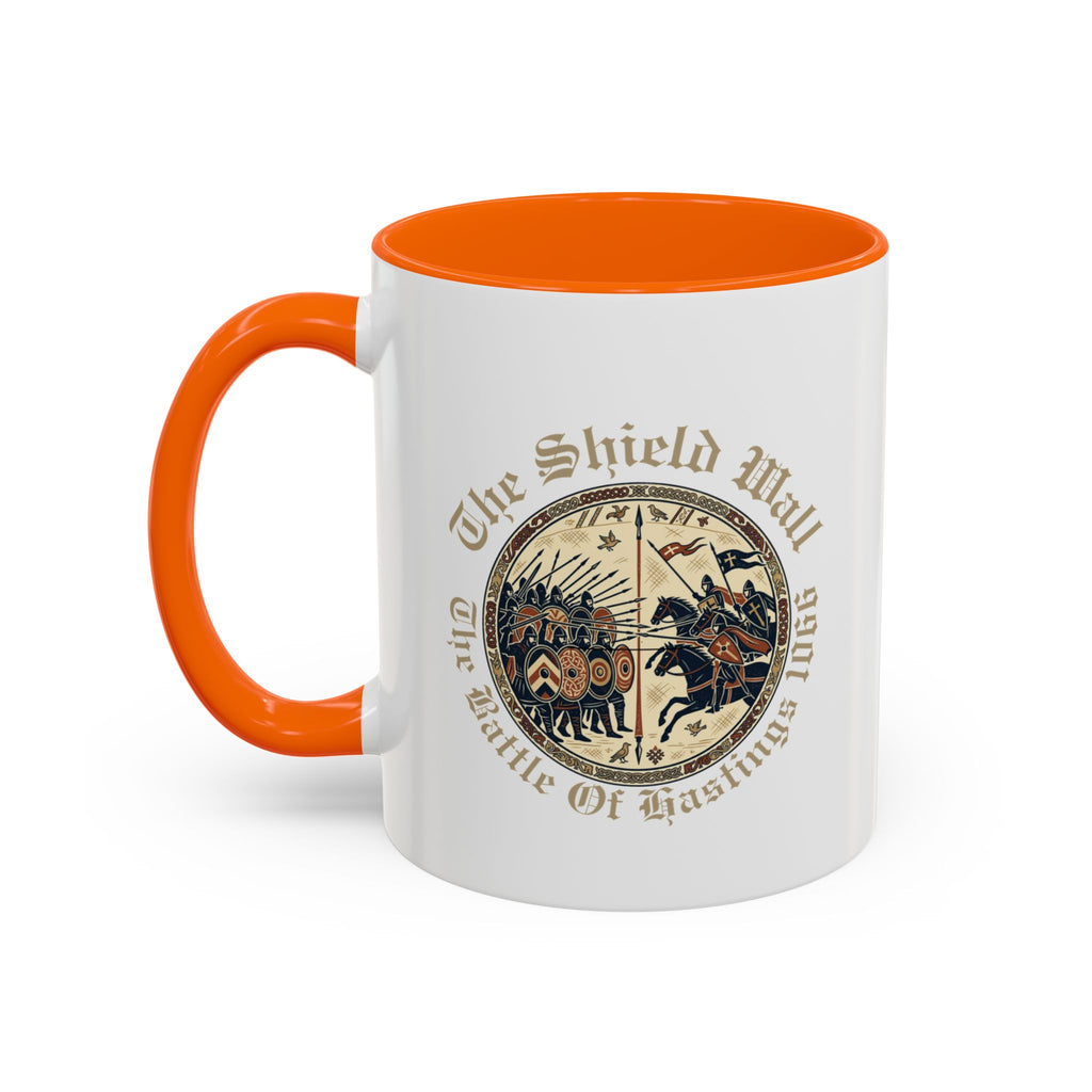 Shield Wall Accent Mug — The Battle of Hastings 1066 (Bayeux Tapestry Style)