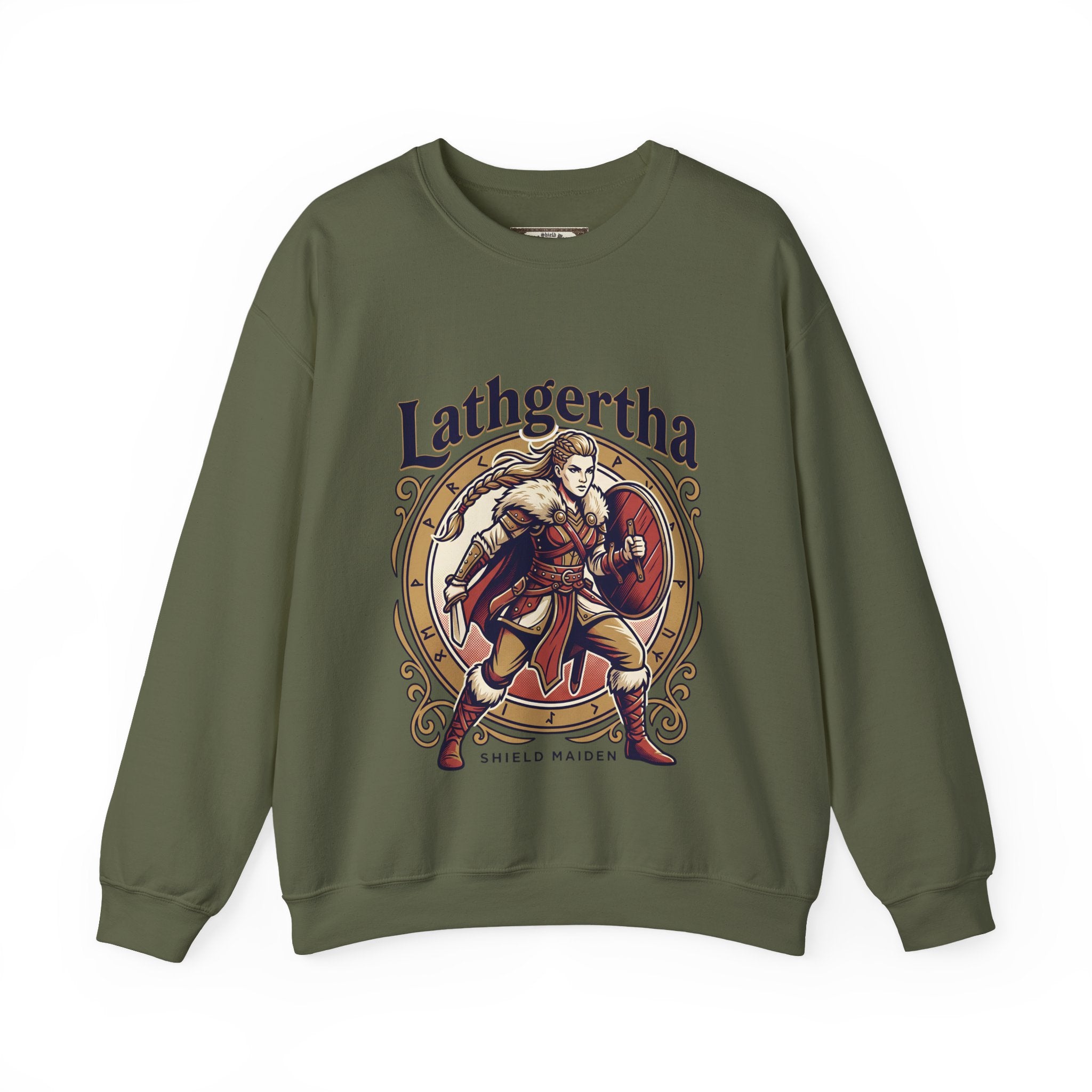 Viking Lathgertha Shield Maiden Sweatshirt | Unisex Adult Norse Crewneck