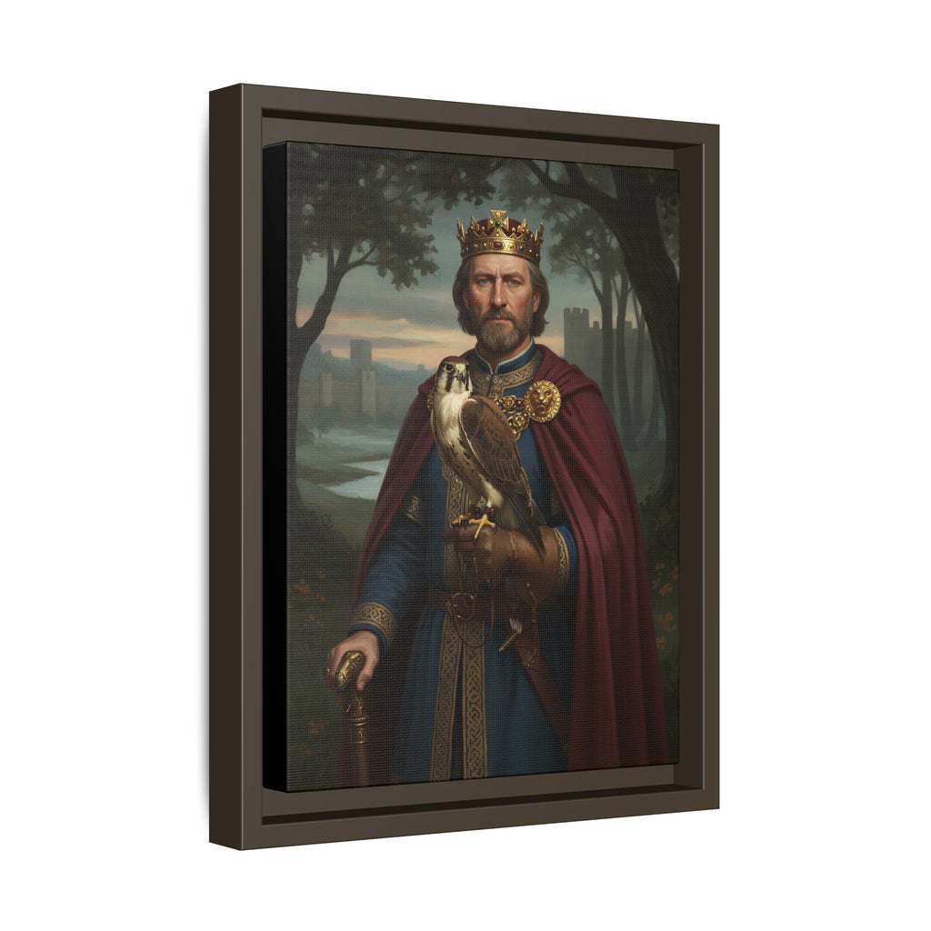 King Harold II Portrait Canvas Print — With Falcon Framed Matte Wall Art | Heritage Clothing