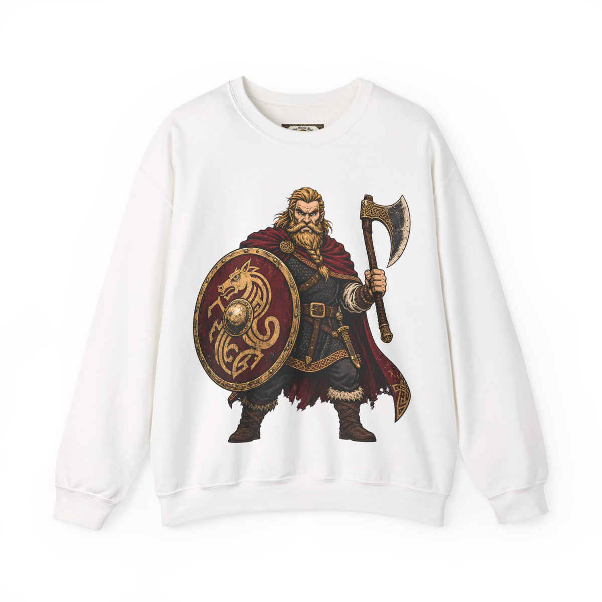 Anglo-Saxon Caricature Warrior — Axe & Shield Sweatshirt | Heritage Clothing