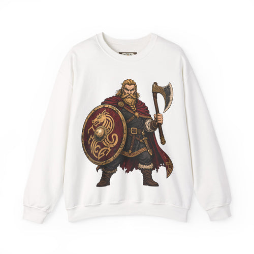 Anglo-Saxon Caricature Warrior — Axe & Shield Sweatshirt | Heritage Clothing