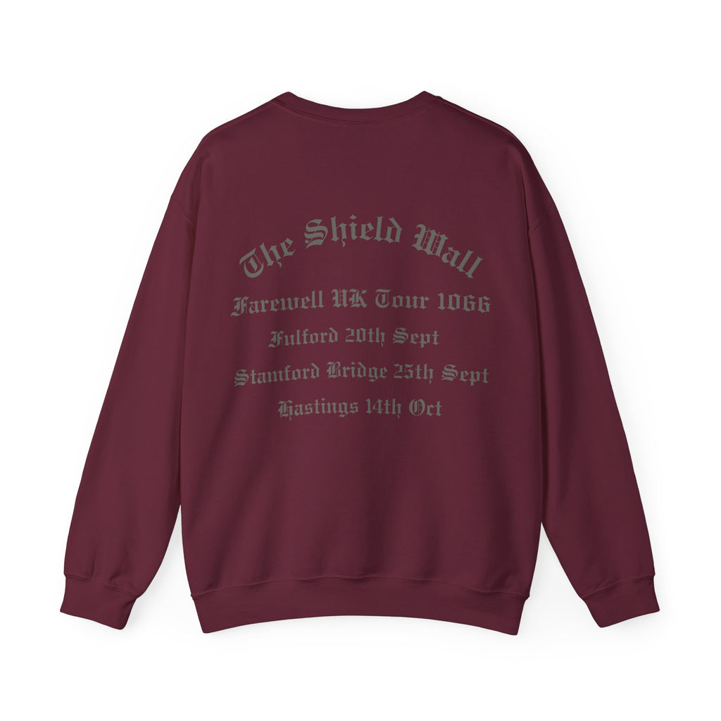 The Shield Wall Farewell UK Tour 1066 Sweatshirt — Unisex Adult Battle Dates Back Print