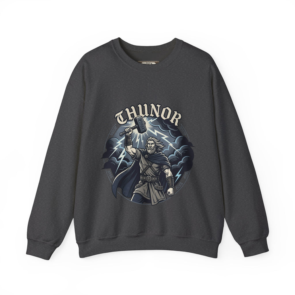Thunor 'The Thunderer' Crewneck Sweatshirt — Anglo-Saxon God of Thunder Graphic