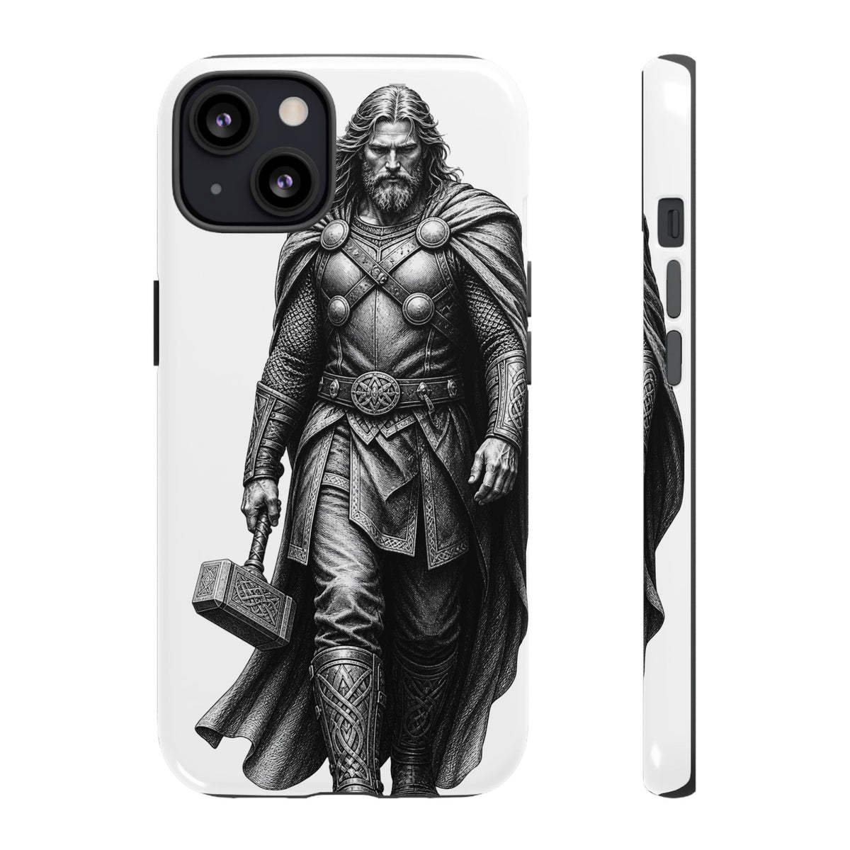 Thor & Thunor Phone Case — Norse Hammer Mjölnir Warrior Illustration | Heritage Clothing