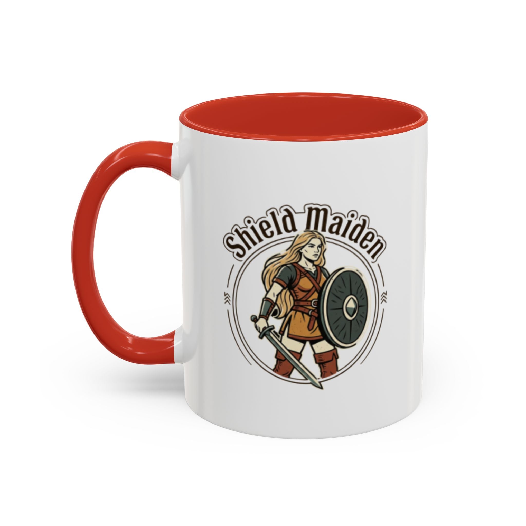 Shield Maiden Coffee Mug | Viking Warrior Woman Design | 11oz Ceramic Mug