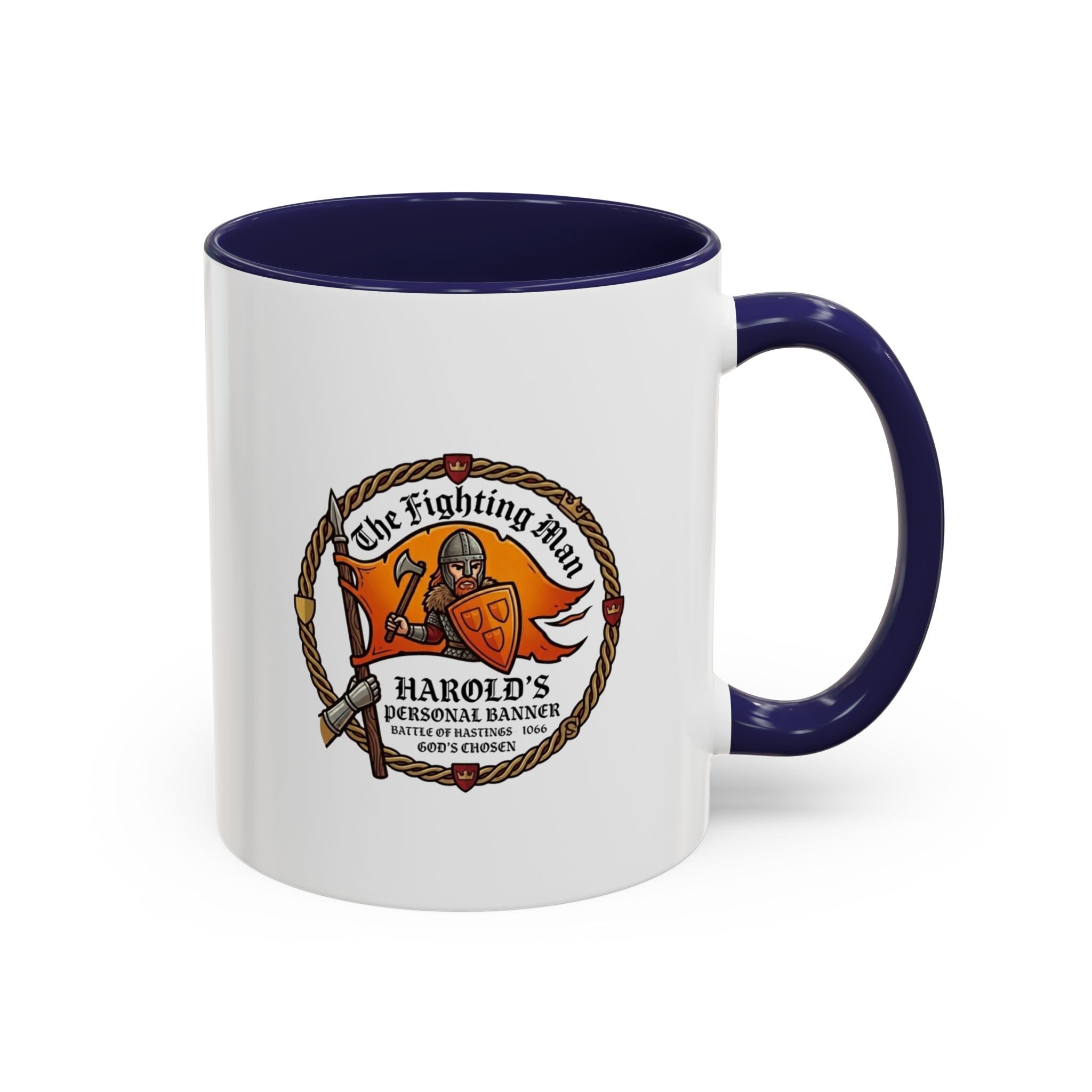 King Harold The Fighting Man Axe Banner Accent Coffee Mug — 11/15oz Last Anglo Saxon King