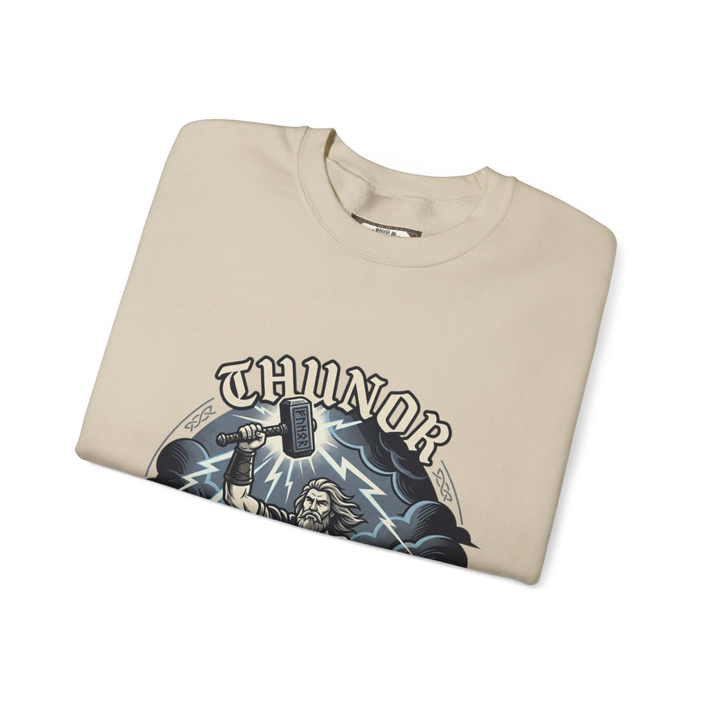 Thunor 'The Thunderer' Crewneck Sweatshirt — Anglo-Saxon God of Thunder Graphic