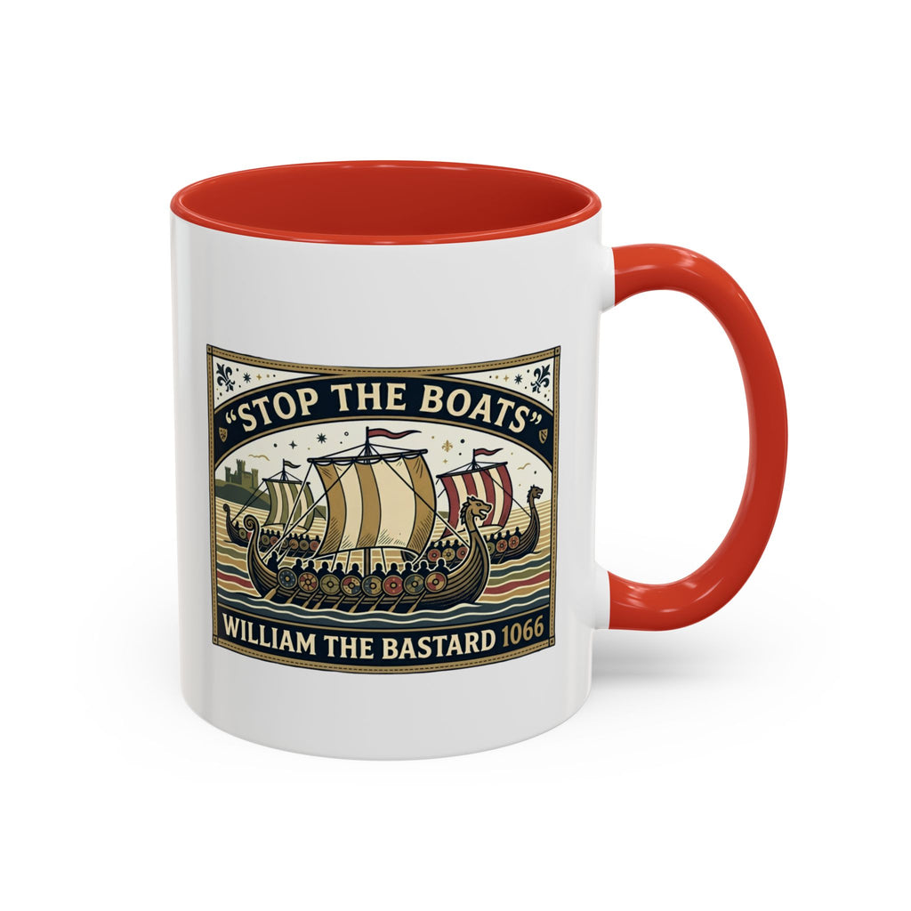 "Stop the Boats" Norman Protest Accent Coffee Mug — William the Bastard 1066 — 11oz