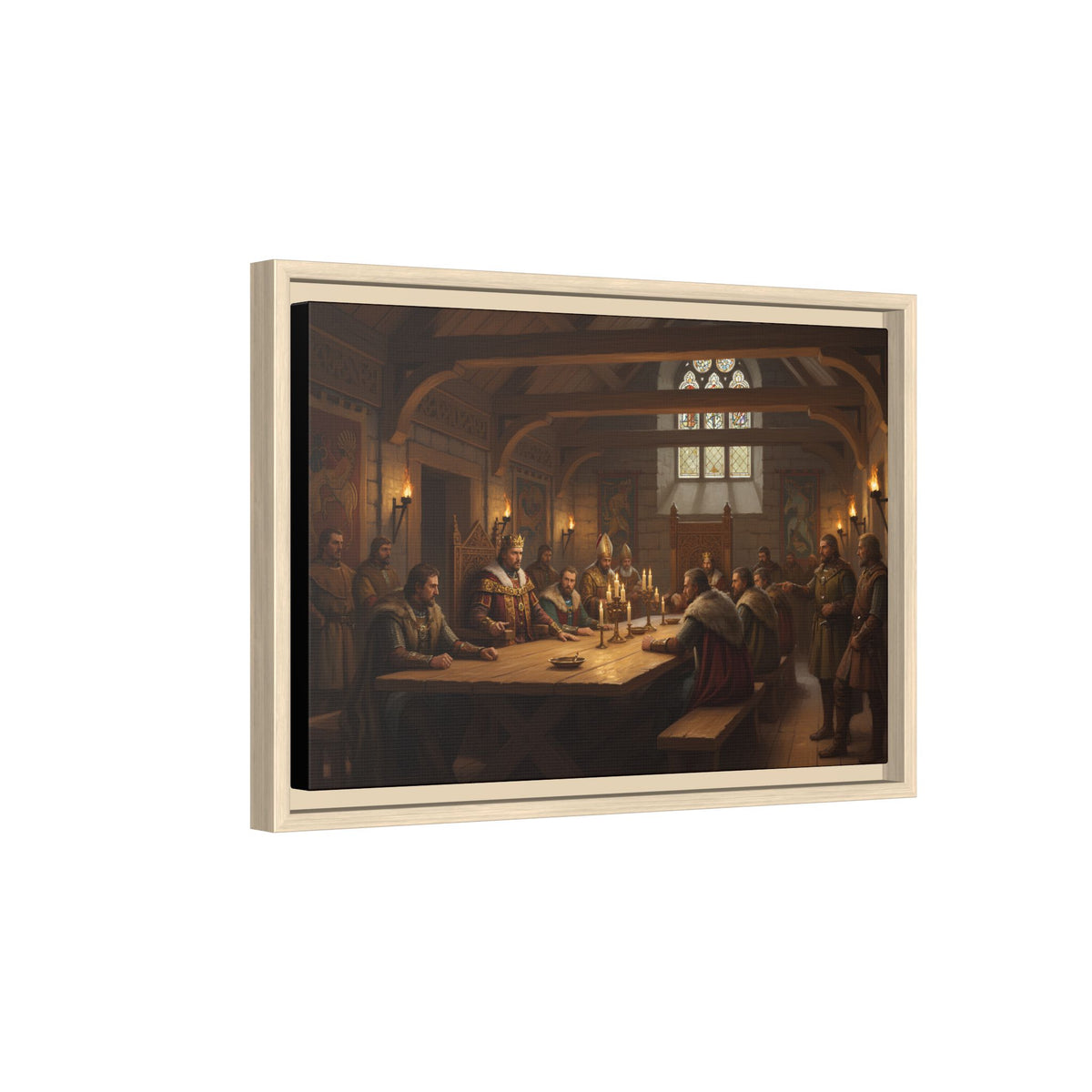 The Witan in Session — Anglo-Saxon Royal Council Framed Canvas Print | Heritage Gift
