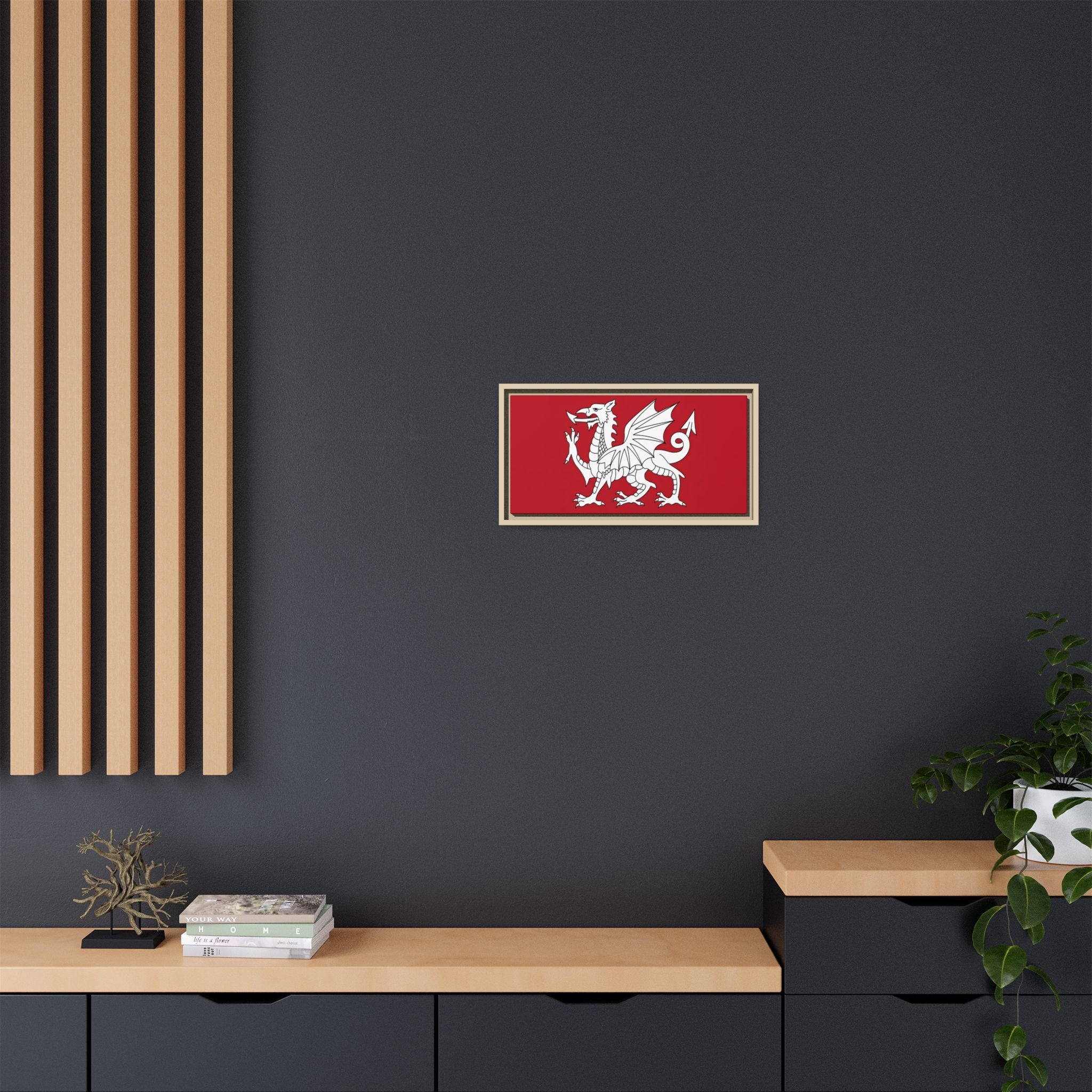 White Dragon of Wessex — Anglo-Saxon Heraldic Framed Canvas Print | Saxon Wall Art