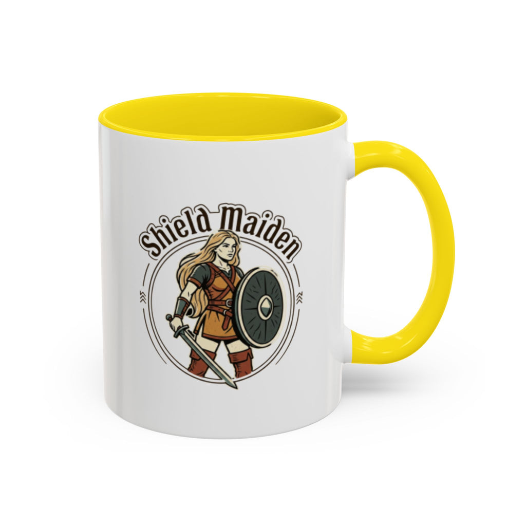 Shield Maiden Coffee Mug | Viking Warrior Woman Design | 11oz Ceramic Mug