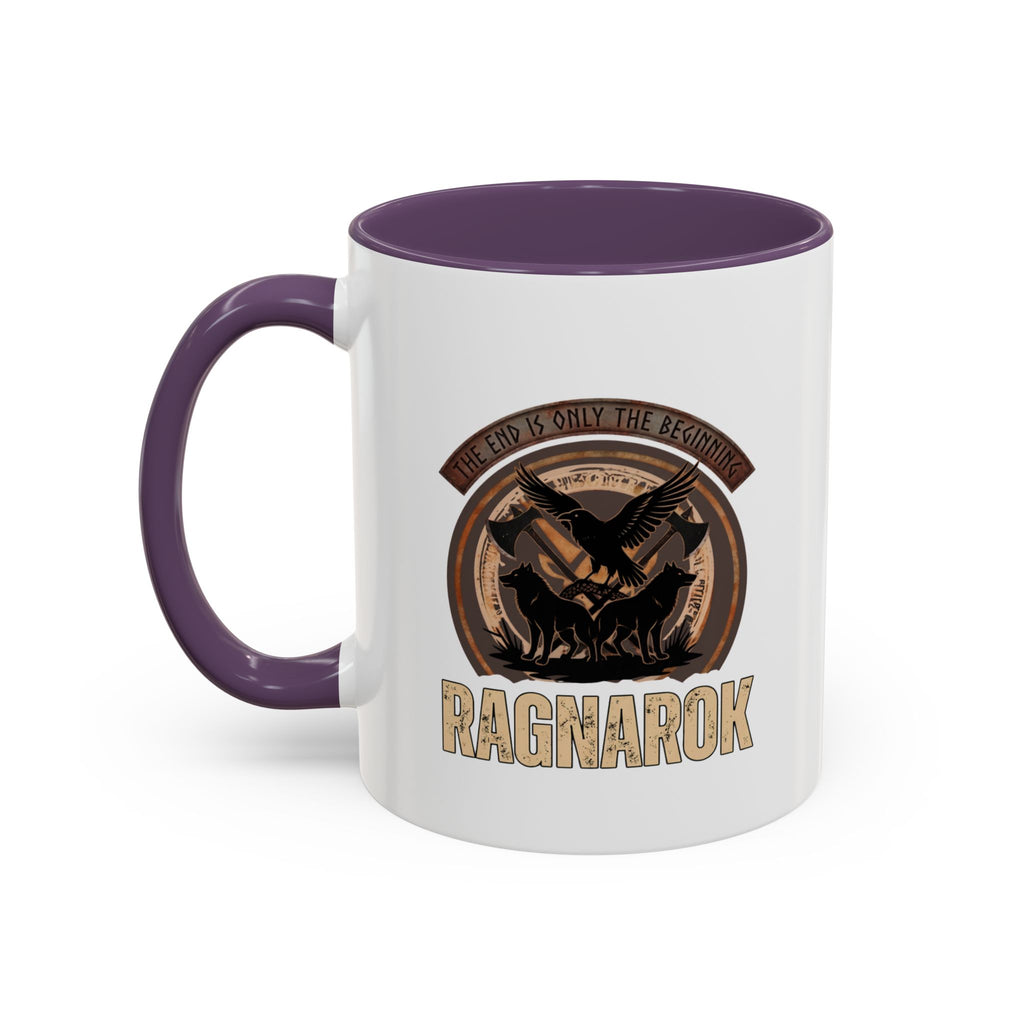 Ragnarök Mug — The End Is Only The Beginning Raven Wolf & Axes Accent Ceramic Mug 11oz | Heritage Clothing