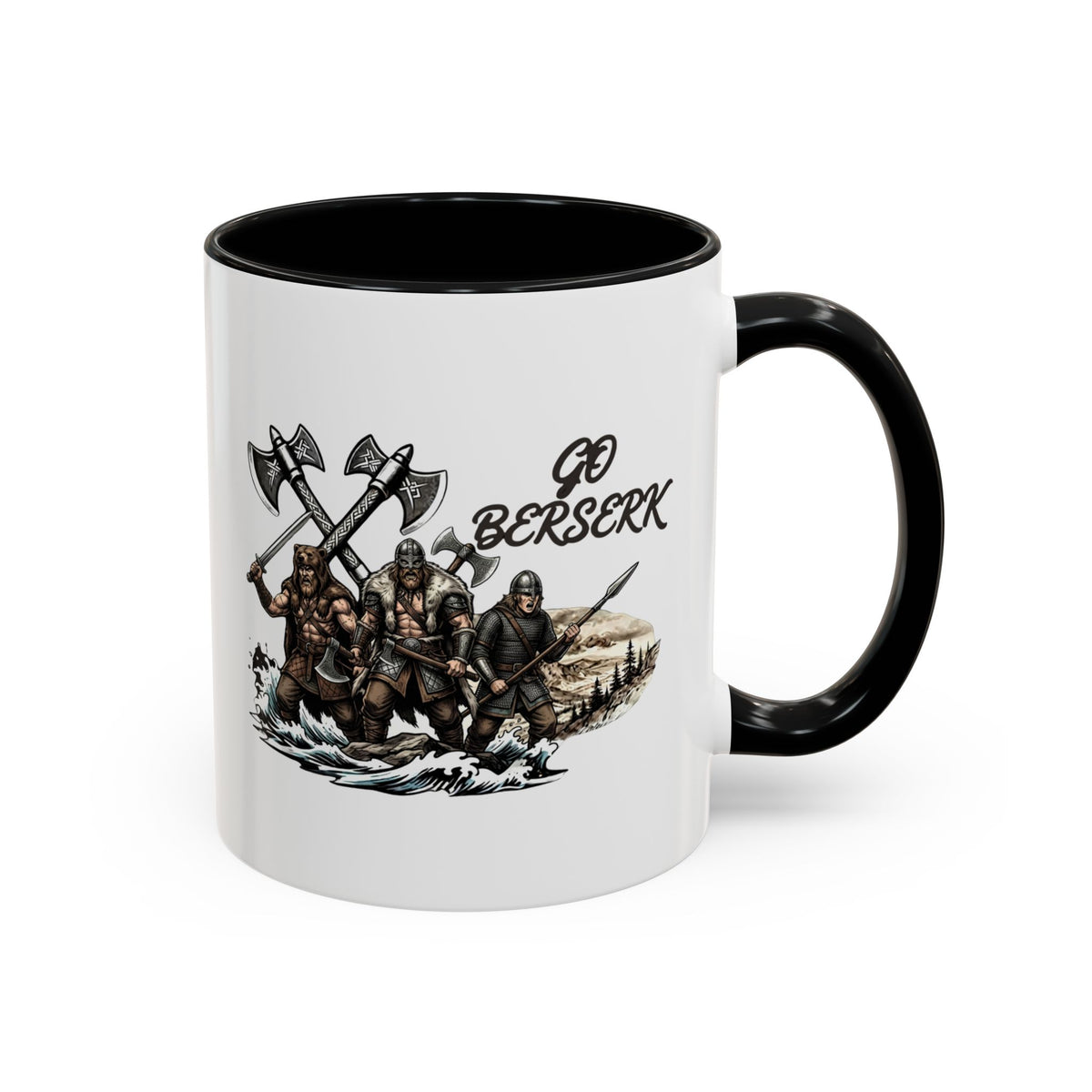 Go Berserk Mug — Three Viking Berserkers Norse Heritage Accent Ceramic Mug 11oz | Heritage Clothing