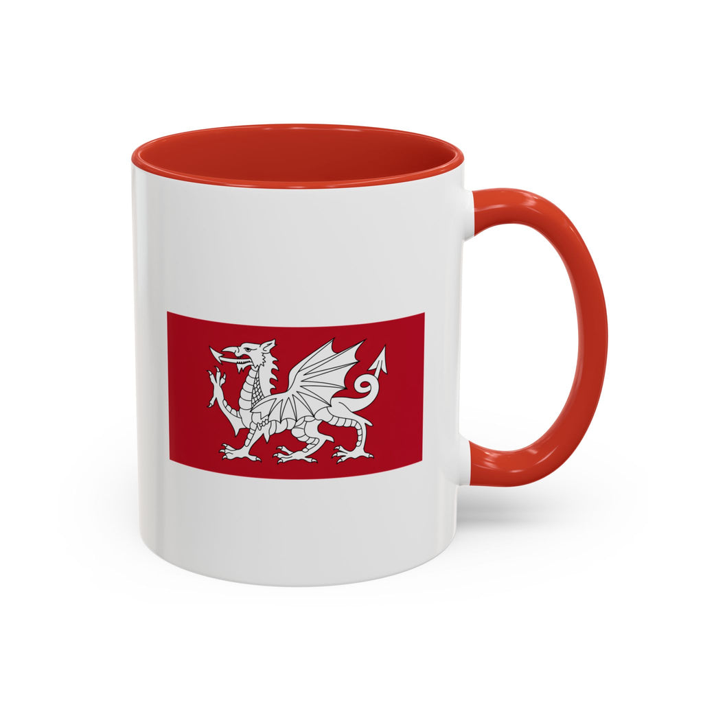 White Anglo-Saxon Dragon Accent mug in White/Red - Anglo-Saxon Wessex dragon emblem on red field, heritage ceramic mug | The Shield Wall
